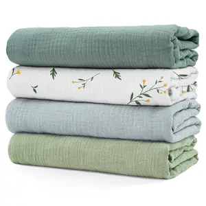 4 Pack Baby Muslin Swaddle Blankets for Girls Boy, Baby Blankets for Girl Boy, Newborn Receiving Blanket, Baby Swaddle Blanket Unisex, Neutral Design, Baby Essentials, Registry & Gift, Generous Size 40 x 38 inches