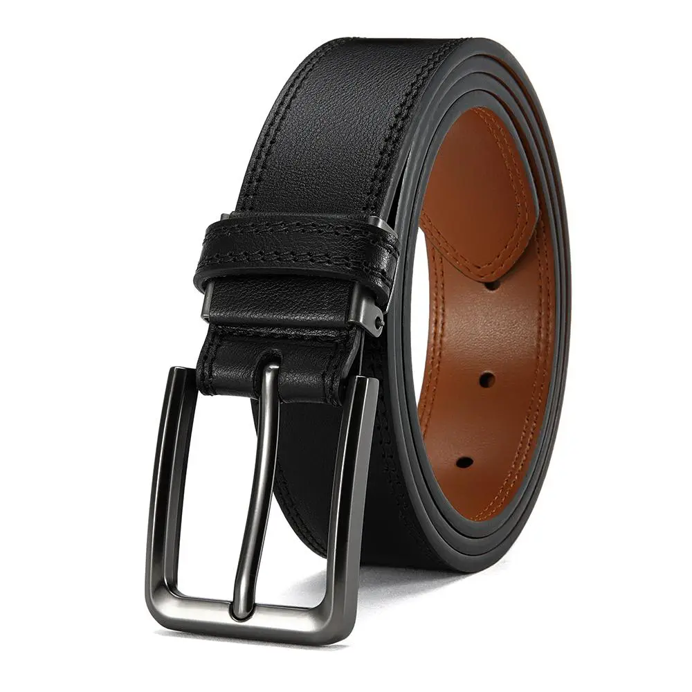 Men’s 2-Tone Reversible Double-Sided Leather Belt, Adjustable Classic Rectangular Pin Buckle, Durable Formal-Casual Accessory, Ideal Gift for Father’s Day & Valentine’s Day, Perfect for Business Occasions, Belts