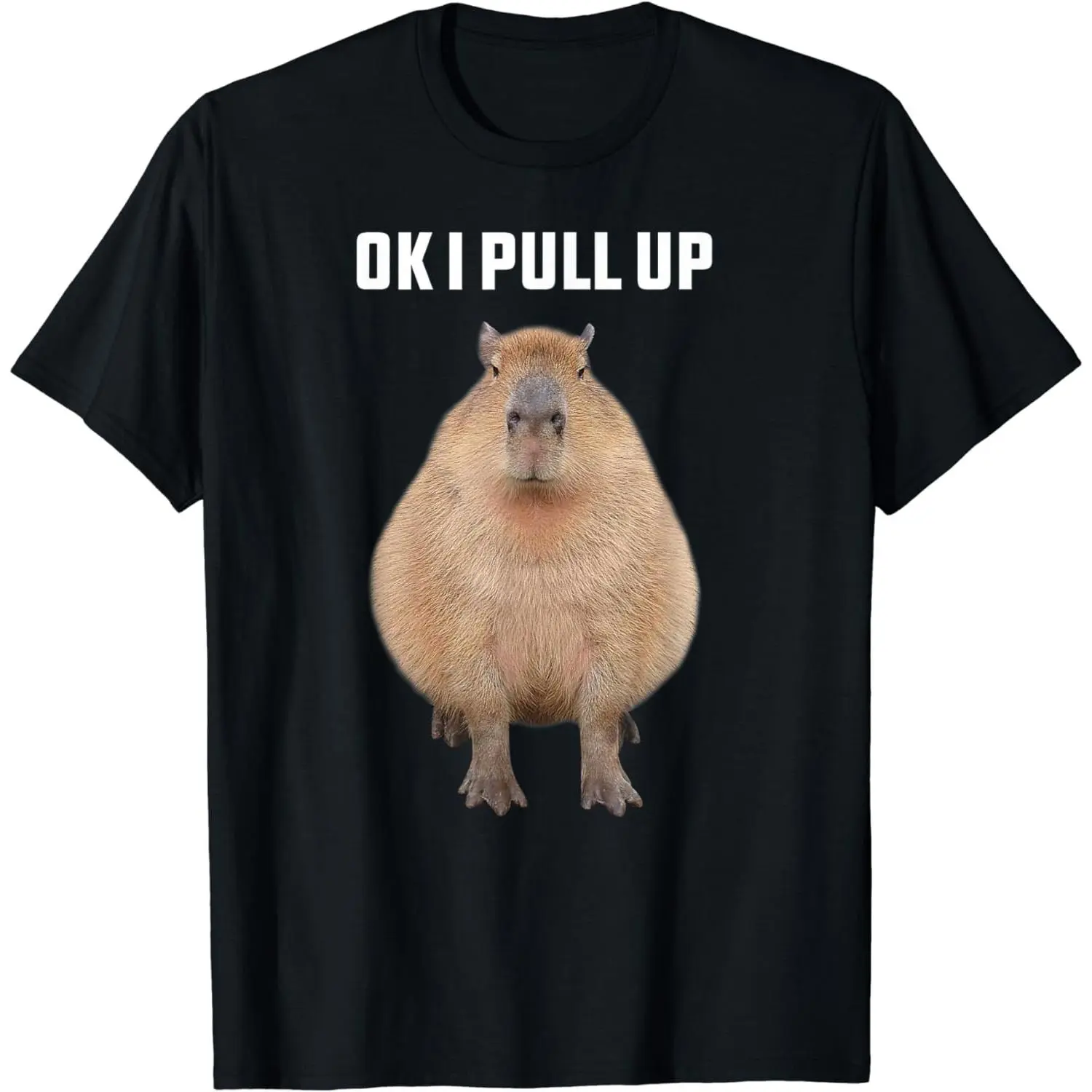 [100% Cotton]  [100% Cotton] Capybara Shirt Funny Ok I Pull Up Capybara T-Shirt