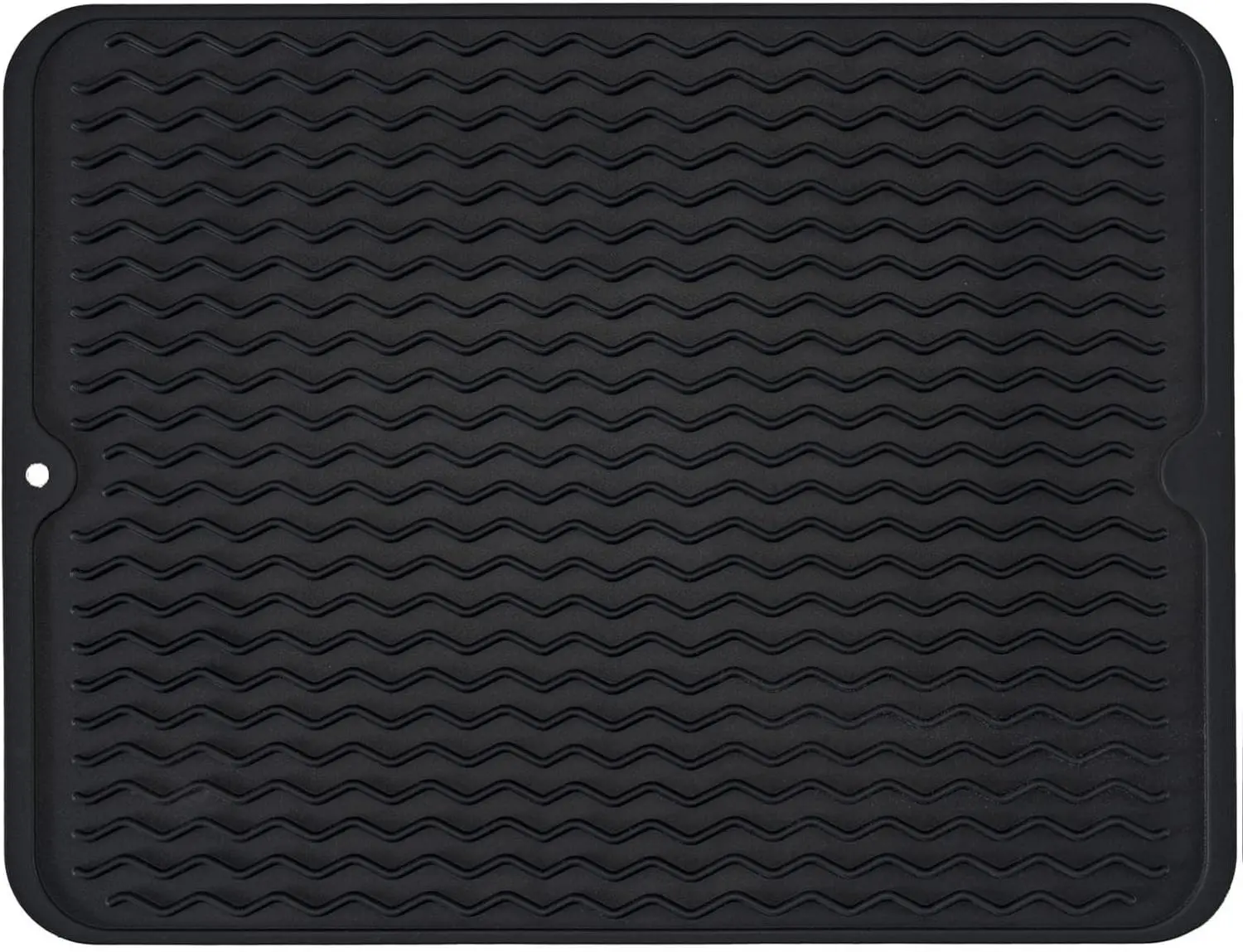 [New Deal] - Silicone Dish Drying Mat, Non-Slip Easy Clean Sink Mat Large Heat-resistant Dish Drainer Mat for Kitchen Counter, Sink, Refrigerator or Drawer liner (16" x 12", BLACK)