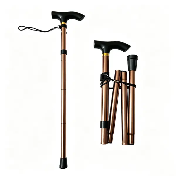 Walking Stick - 5-Section Adjustable Aluminum Folding Outdoor Trekking Pole, Elderly、Travel & Climbing Sports Equipment,durable walking stick,Ergonomic Walking Cane,bordones para caminar Foldable Hiking Stick