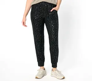 LOGO Lounge by Lori Goldstein Regular Foil Print Knit Jogger