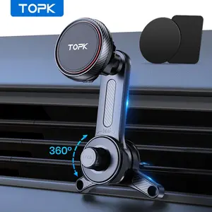 TOPK Magnetic Car Phone Holder for Air Outlet Vent Mount, 360° Rotating Car Phone Holder with Triangular Stable Point & Adjustable Hook, Universal Car Interior Accessories, Car Cellphone Mount, Car Mount Smartphone, Car Phone Stand, Cell Phone Mounts