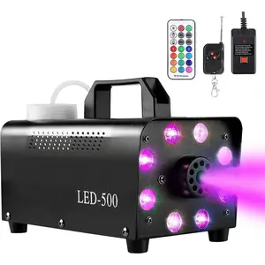 Fog Machine with 8 LED Lights,Smoke Machine with 13 Colorful LED Lights Effect,500W and 2000CFM Fog with Remote Control,Indoor, Perfect for Halloween, Party,Weddingand Stage Effect