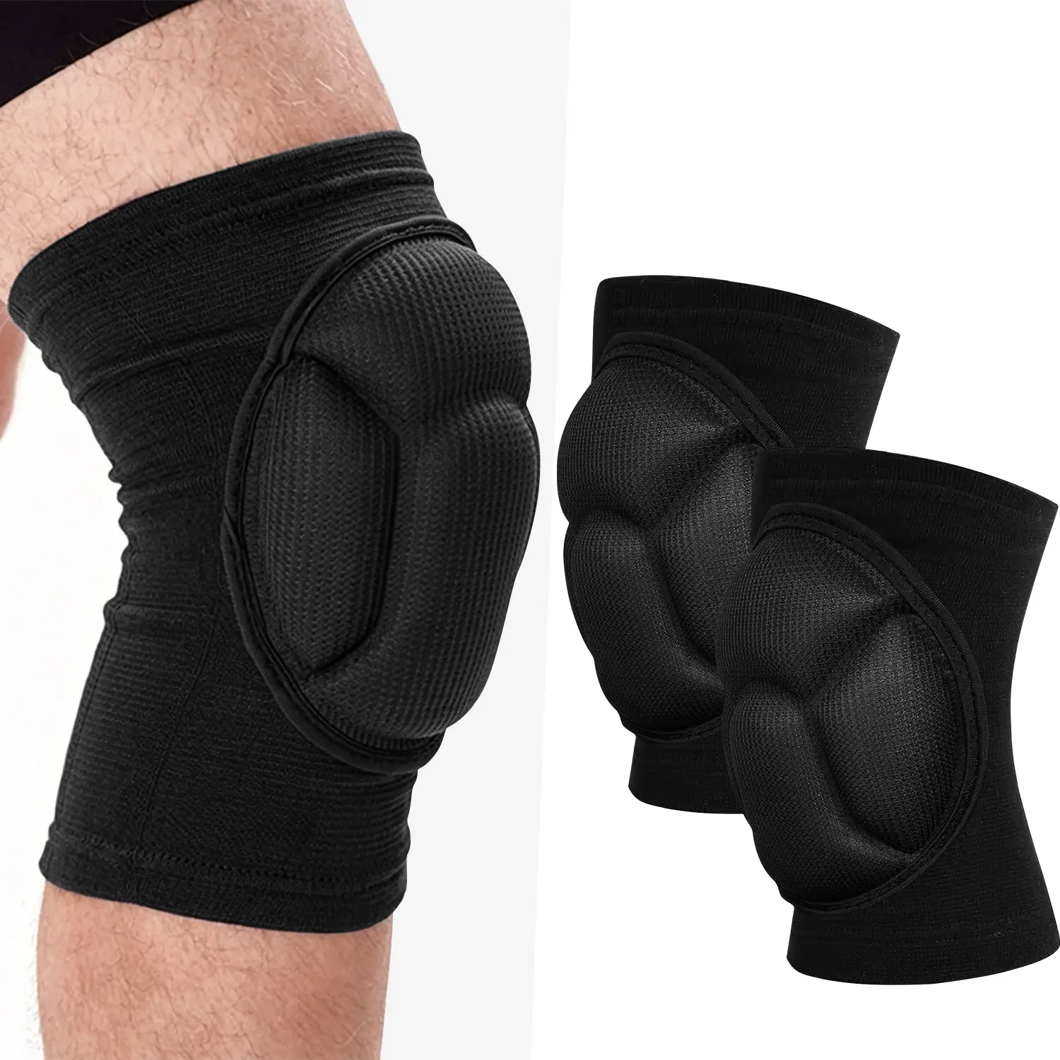Thickened Shock-Absorbing EVA Sports Knee Pads - Breathable Stretch, Anti-Impact Support Sleeve with Mesh Compression for Outdoor Fitness Training, Sporty Thick Kneeling Protective Gear, Mesh Compression Protective Gear, Sporty Protective Gear