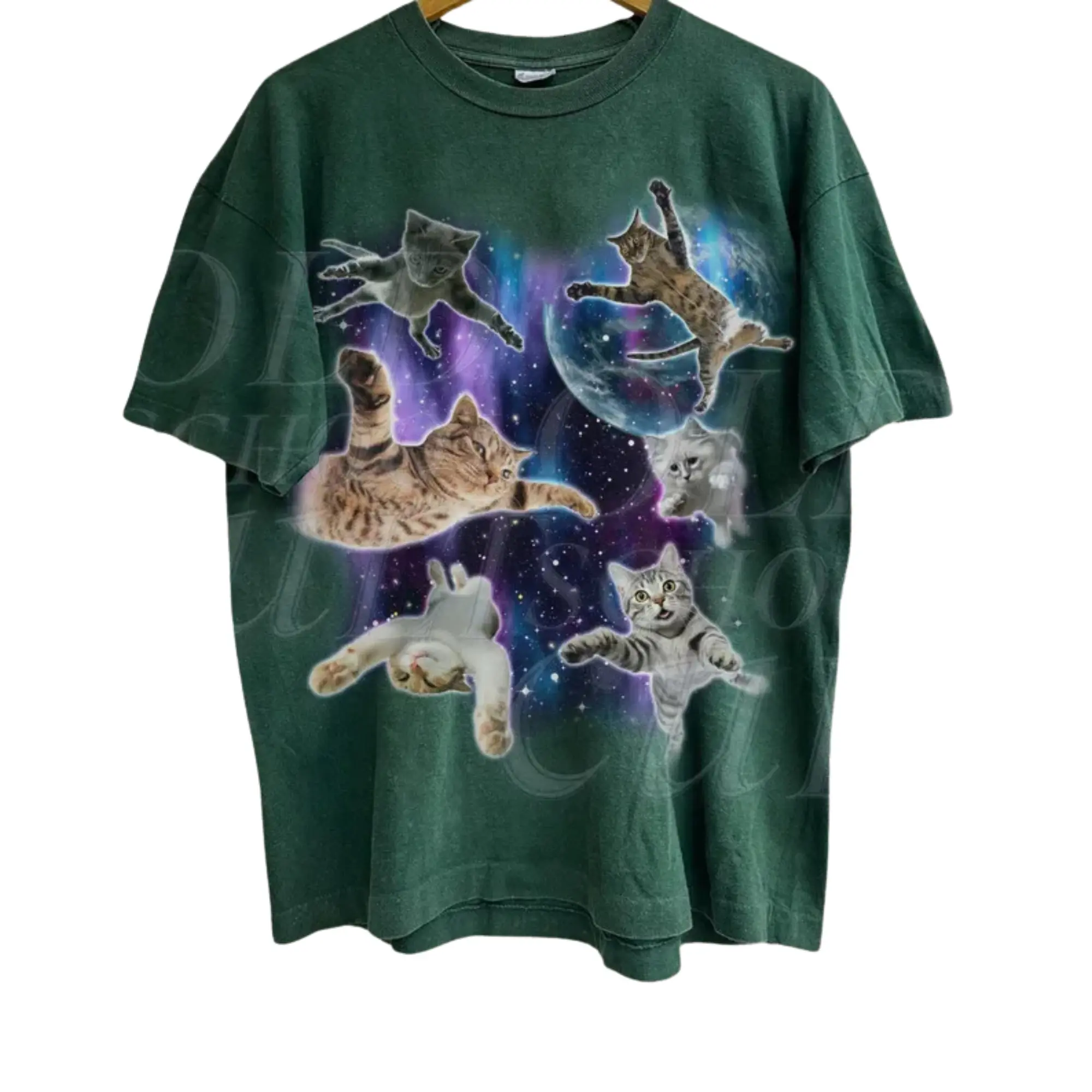 Cats Floating In Galaxy Vintage 90s T-Shirt, Retro Funny Cat Unisex Tshirt,, Funny Cat Meme Shirt, Kitten Lovers Tee, Trippy Graphic Shirt