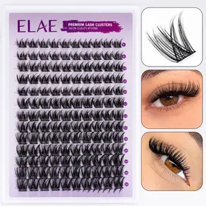 ELAE 140 PCS DIY Lash Clusters, D Curl Fluffy Individual Eyelash Extensions, Mixed Length Pack for a Voluminous Wispy Natural Makeup Look, Eyelashes Extensions