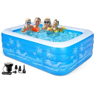 79 x 58 x 27 Inch Full-Sized Extra Large Inflatable Swimming Pool with Seats, Durable Thickened Blow Up Pool for Outdoor, Garden and Backyard