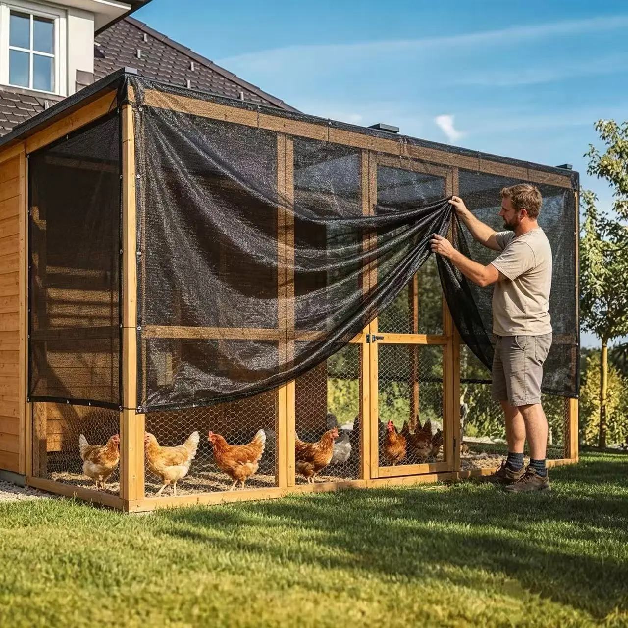 Black Breathable Sunshade Net (10ft×13ft) - All-Day UV Protection Mesh, Thickened Edges with Reinforced Hems & Ring Fasteners, Suitable for Garden, Greenhouse Coverage