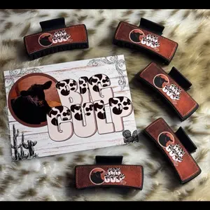 Big Gulp Life Super Cute Cow Hair Clips with Big Gulp Life Design and Cactus Illustration