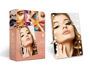 Smart Mirror Touchscreen Makeup Vanity - Rectangle Design with 16 LED Lights & Adjustable Angles for Easy Portability