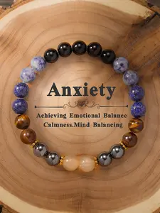 Blue Goldstone Crystal Tiger Eye Stone Bracelet, Emotion Balance Calm Jewelry, Stress Relief Anxiety Reducer, Energy Healing Accessory, High Quality Bracelet