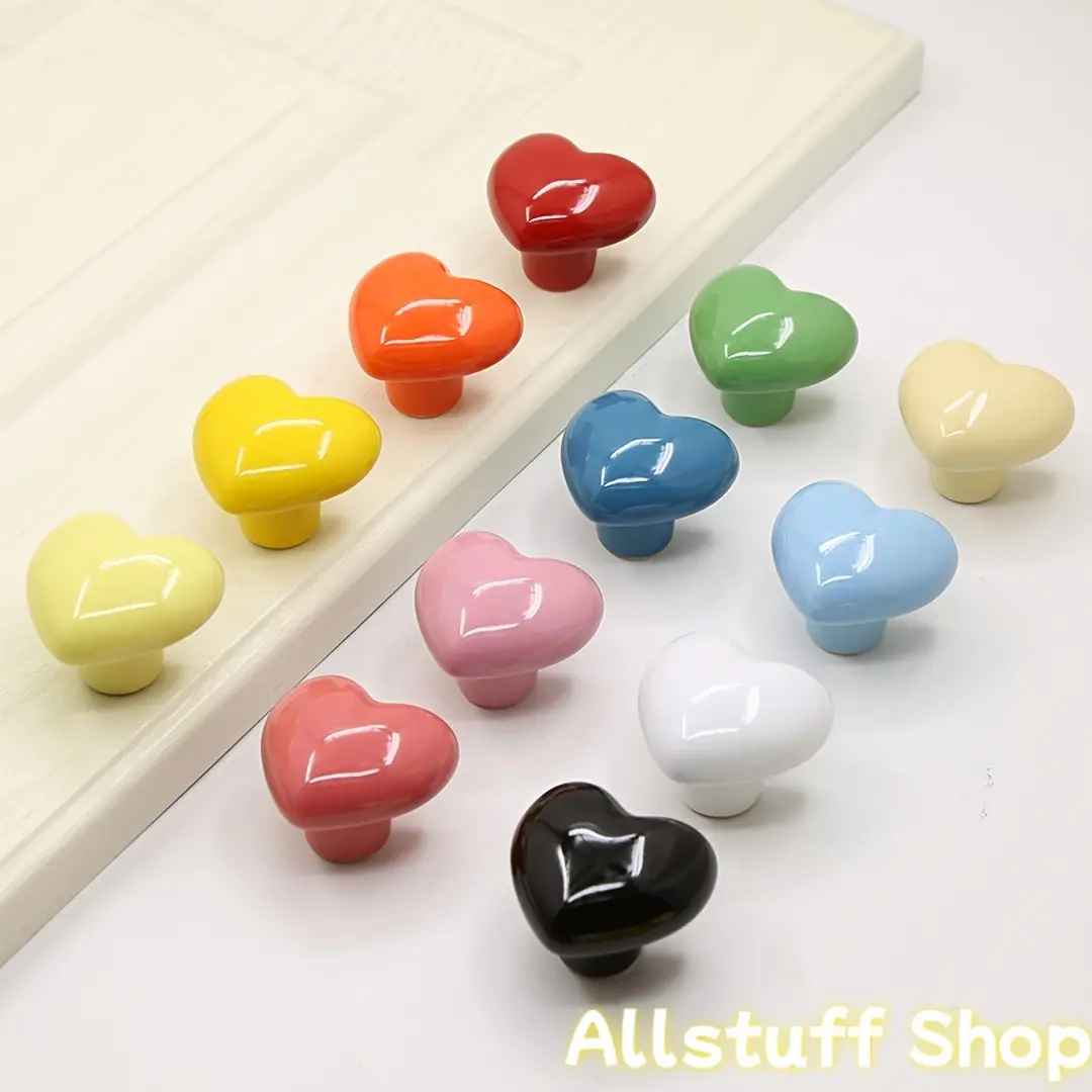 Ceramic Heart-Shaped Bag Hardware, 6-Pack Decorative Drawer Pulls and Closet Door Handle for Wardrobes & DIY Projects