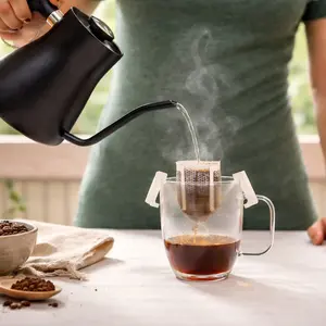 Single Serve Pour Over Coffee Filters for Perfectly Brewed Cups of Coffee at Home or on the Go -Free Single Cup Coffee Sample from Blue Dog Brew House