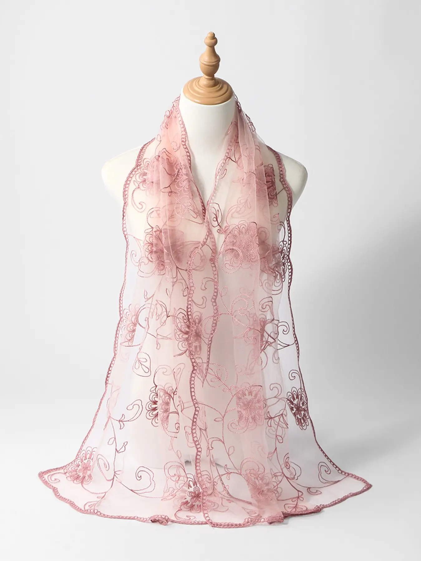 Fashion Floral Embroidered Hijab Scarf, Elegant Women's Headscarf Headwrap, Muslim Daily Wear Turban, Breathable Beach Long Shawl, Floral Pattern Shawl, Floral Print Scarf