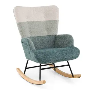 COSTWAY - Nursery Rocking Chair with Ergonomic Armrests and High Backrest