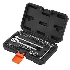 VEVOR Socket Set, 27 Pieces, 1/4 inch Drive Socket and Ratchet Set, SAE and Metric, Mechanic Tool Kit with Ratchet Wrench, Extension Bar and Storage Case, CR-V Alloy Steel, for Automotive Repair