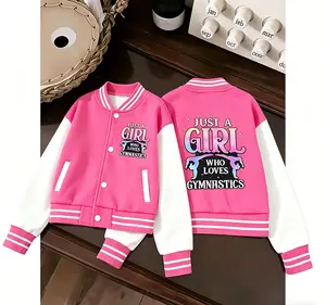 Girls' Warm Casual Cropped Jacket with "Just A Girl Who Loves Gymnastics" Print, Ideal Gift for Birthdays, Back to School, Warm Jacket, Casual Jackets
