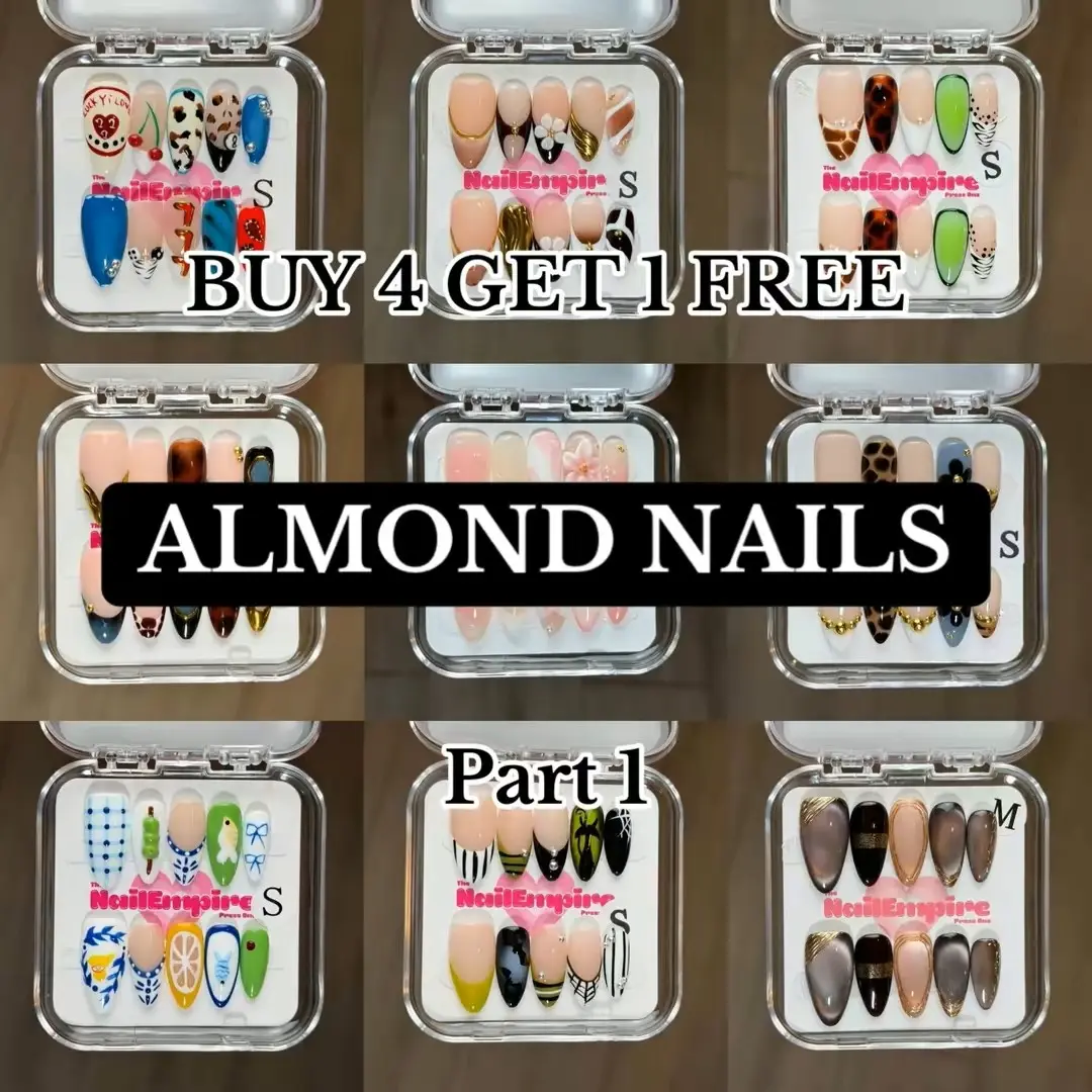 ALMOND NAILS part 1 The Nail Empire | 10pcs  Press On Nails | High Quality | Cute designs | Detailed | Extra Glossy Finish | Most affordable | Trendy nails | New arrivals |