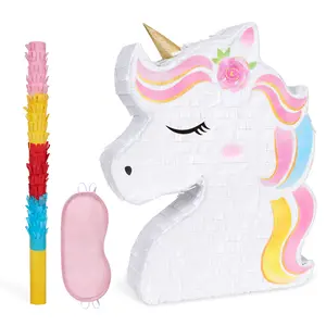 WERNNSAI Unicorn Pinata-Unicorn Party Supplies Piñata Bundle with Blindfold & Bat for Kids' Birthday Party Decorations & Christmas gift ideas&girls/kids Christmas gift&Christmas decoration(15.7" x 12.2" x 3.1")piñata para fiesta&cumpleaños temático