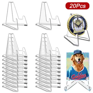 20Pcs 2.2inch Card Display Stand Card Stand Clear Acrylic Coin Display Easel Holder Baseball Sports Card Stand Trading Graded Card Easel Stand Transparent Card Holder