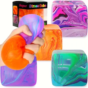 Flow Pattern Cube Extrusion Toy, Sensory Toy, Stress Relief Fidget, Rotating and Pinching Cubes Suitable for Children and Adults, Soft Touch, Hand Exercise, Durable TPR Material, 3 Sizes Available, Soothing Fidget Spinner, Swing Design
