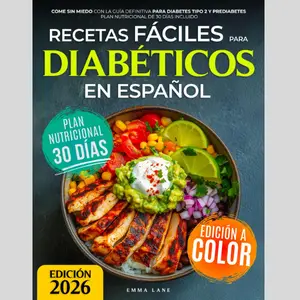 Recetas Fáciles para Diabéticos en Español: Come Sin Miedo con la Guía Definitiva para Diabetes Tipo 2 y Prediabetes | Plan Nutricional de 30 Días Incluido (Diabetes Made Simple) (Spanish Edition) Paperback.