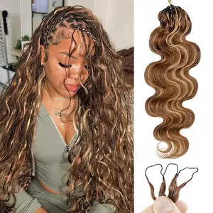 [NEW ARRIVAL] ISEE HAIR #4 Chocolate Brown & Highlight Crochet Human Hair Body Wave Designed for Miracle Knots Pre Separated 50g/Pack Knotless Boho Braids Vacation Hair Plush Texture Time Saving Wear #SummerWins #DealsForYouDays summer hairstyles