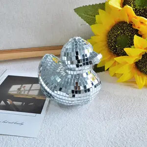 Disco Duck Mirror Glass Decoration, Silver Color Reflective Duck Ornament, Vintage Party Bar Decor, Suitable for Home Office Bedroom, Home Decor Accessory, Decorative Home Ornament, Home Ornaments