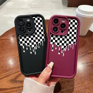 Checkered Pattern Phone Case, Soft Silicone, Fully Protected and Shockproof For iPhone 17 16 15 14 13 12 11 Pro Max Plus Air XSMAX Mini 16E 17E Protection