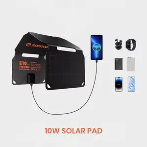 Solar Panel 10W Foldable Solar Chargers 5V USB Small Power Emergency Portable 4 Folds Panels IP67 Waterproof Camping Hiking Backpacking for Phones Flashlight Watches Small Power Banks Battery Packs