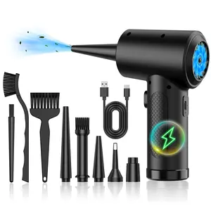 Portable Car Air Duster, 3-speed 51000RPM Electric Air Duster with LED Light, Rechargeable Cordless Air Duster for Computer Keyboard, Camera Cleaner