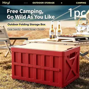 Large Capacity Foldable Storage Box with Handle, Durable Plastic Multi-Purpose Organizer, Ideal for Camping, Car Trunk, Bedroom, Dorm, Picnic, Outdoor Use
