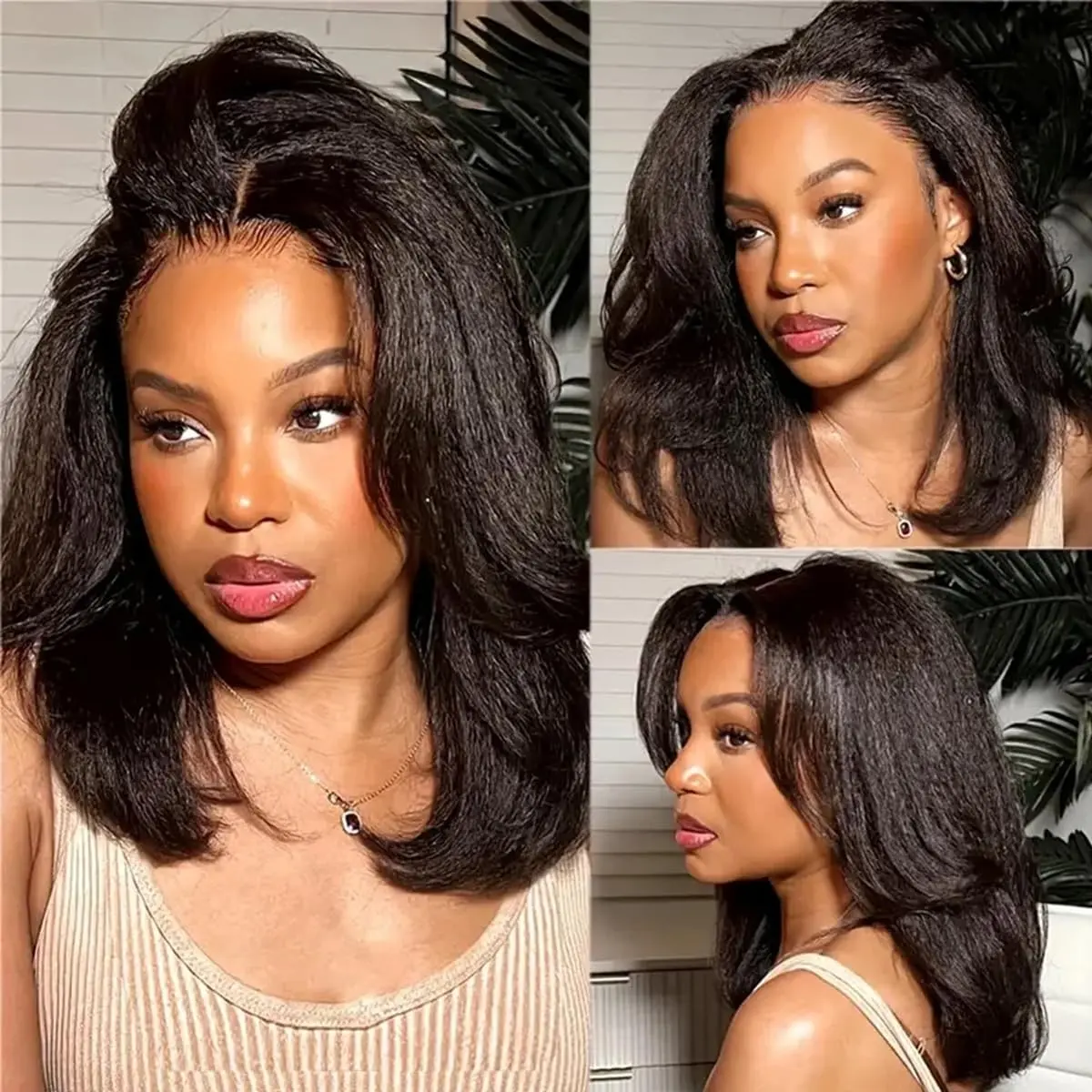 [14inch only $59] Rhiso Glueless Kinky Straight Short Bob Wig with Drawstring Pre-Cut 5x5 HD Lace C Part Yaki Straight Bob Human Hair Wigs 200% Density Wear And Go Wig Beginner Friendly Natural Hairline Summer wig #TikTokShopSummerSale