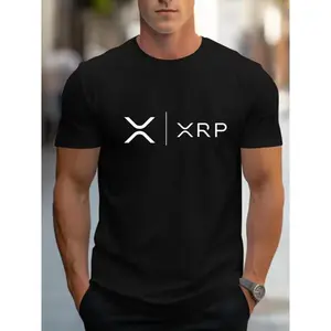 Men'S Casual XRP Graphic T-Shirt - Pure Cotton, Regular Fit, Breathable, Black Tee with White Logo, Perfect  t-shirts men gifts good graphic tees mixed emotion shirts ivan cornejo merch white tee cropped shirt men's oversized tshirt funny