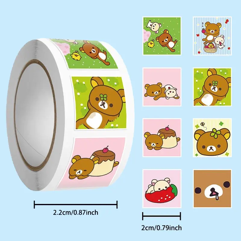 500pcs Rilakkuma Kawaii Stickers Relax Bear Stationery Art Supplies Classic Toys Cup Notebook Paster Envelope Sealing Decor Gift