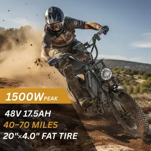 Electric Bike for Adults Peak 1000W, 31MPH,48V 17.5AH, E-Bike,35-45 Miles Electric Motorcycle, 20" Fat Tire Dirt Bike, UL2849 All Terrain for Mountains, Snow, Sand, Road