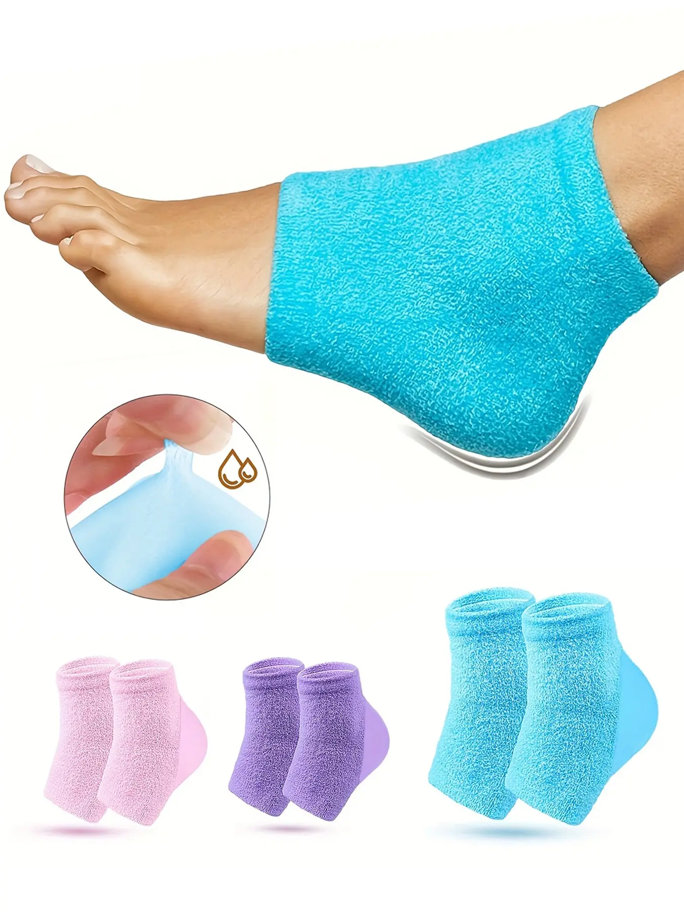 2 Pairs Moisturizing Socks for Cracked Heel, Cozy Moisture Gel-Lined Nourishing Spa Socks to Soften & Hydration Dry Cracked Feet, Hydrating Overnight Toeless Socks - Intensive Foot Care for Women, Hydrate