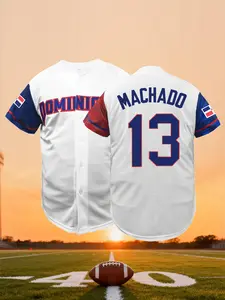 Dominican Republic Men Women Baseball Jersey Dominicana #13 Embroidered Shirt with Flag Patch Short Sleeve Sport Outdoor Clothing Fan Jersey Jersey Tops Sports Clothing Apparel Jersey