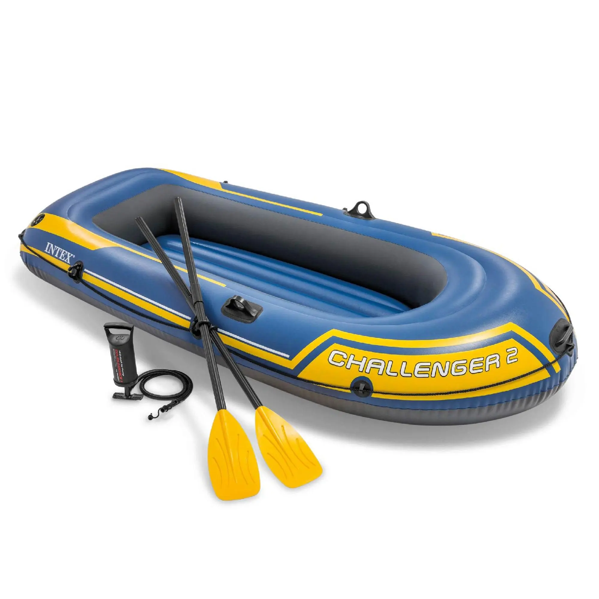 Intex Challenger 2 Inflatable 2 Person Floating Boat Raft Set w/ Oars & Air Pump Intex Challenger 2 Inflatable 2 Person Floating Boat Raft Set w/ Oars & Air Pump
