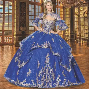 NO.2 Quinceanera Ball Gown Dress ROYAL/GOLD BG/GOLD