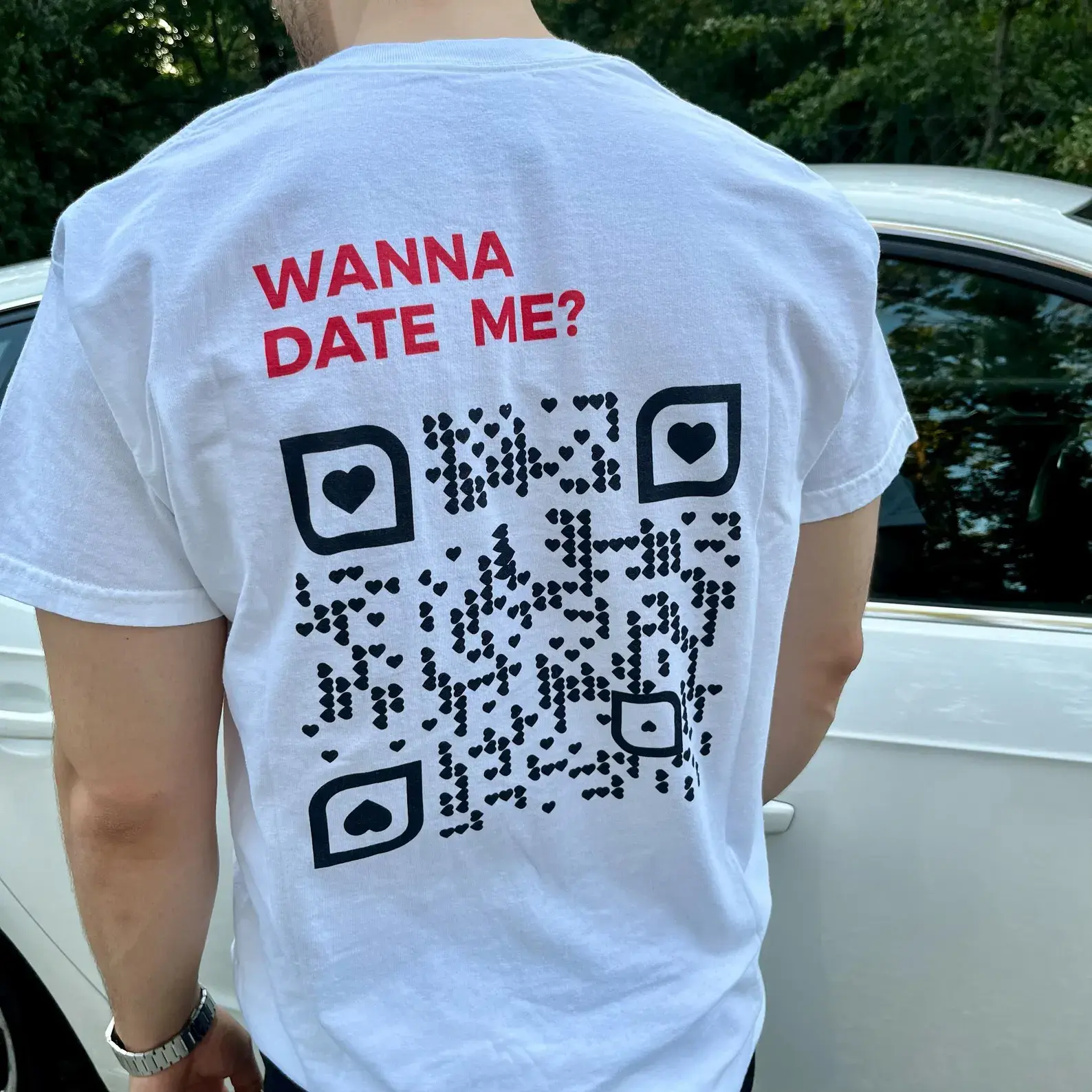 Men's Basic Short-Sleeve Breathable Casual Cotton Personalized QR Code T-Shirt, Shortsleeve