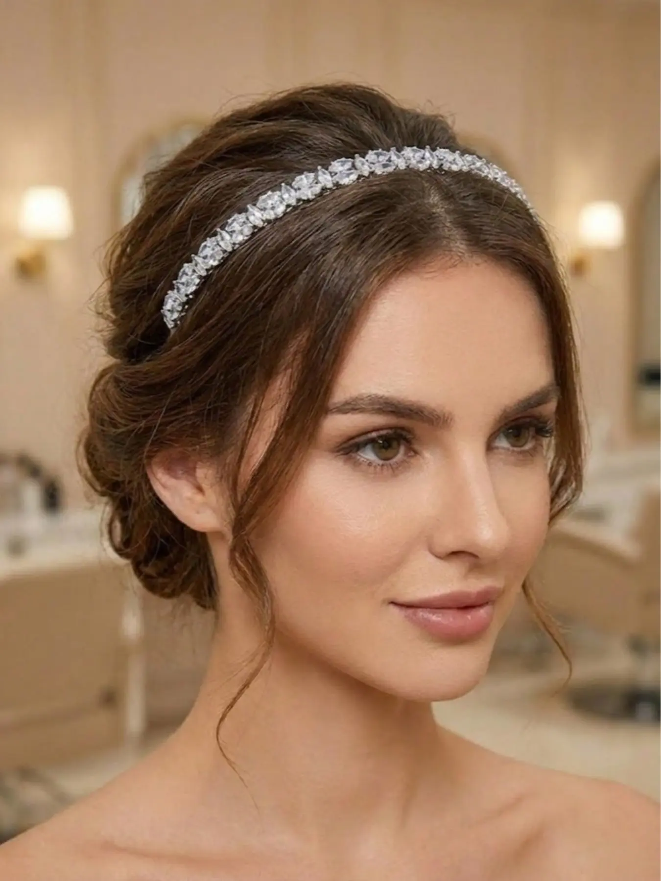 Elegant Artificial Zircon Crown Hairband for Women, Daily Wear Middle Eastern Style, Wedding Bride Bridesmaid Guest Hair Accessory