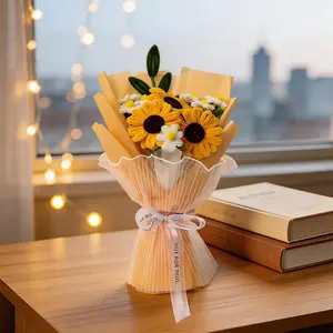 Handmade Sunflower Gift Bouquet, Perfect for Women, Graduation, Birthday, Holiday Gifts, Home, Kitchen, Wedding Decor, Ideal for Mom or Loved One