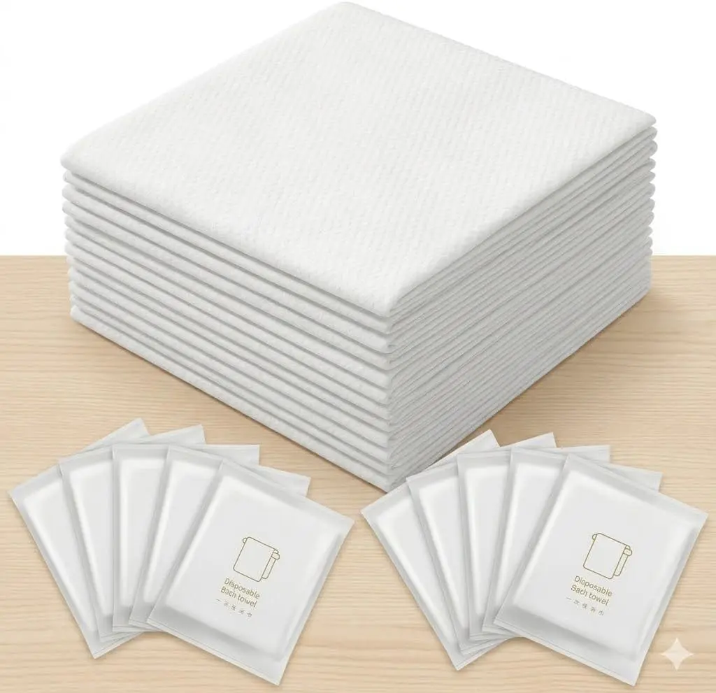 Disposable Bath Towels 10 Individual Packing Big Shower Towels for Body, Oversize 27.5 x 55 inch, Thickened and Absorbent for Bathroom,Camping,Hiking, White
