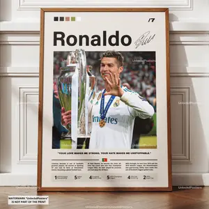 Cristiano Ronaldo Poster, Ballon d'Or Winner, Real Madrid Football Print, Portuguese Football Wall Art, Real Madrid Decor, Ronaldo Football