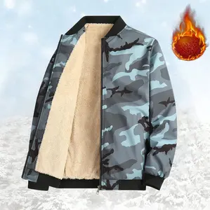 Men's Longsleeve Camouflage Fleece-Lined Thick Zipper Cardigan Coat - Casual Comfy Jacket, Multi-Size Menswear Top, Cold Weather Gear