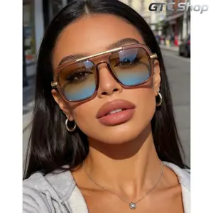2026 Trendy Retro Aviator Sunglasses for Women, Luxurious Casual Square Semi-Rimless Design with Slim Metal Temples, Blue Light Blocking Lenses Made of Natural Material, Must-Have for Fashion Lovers #summervibes summerwins