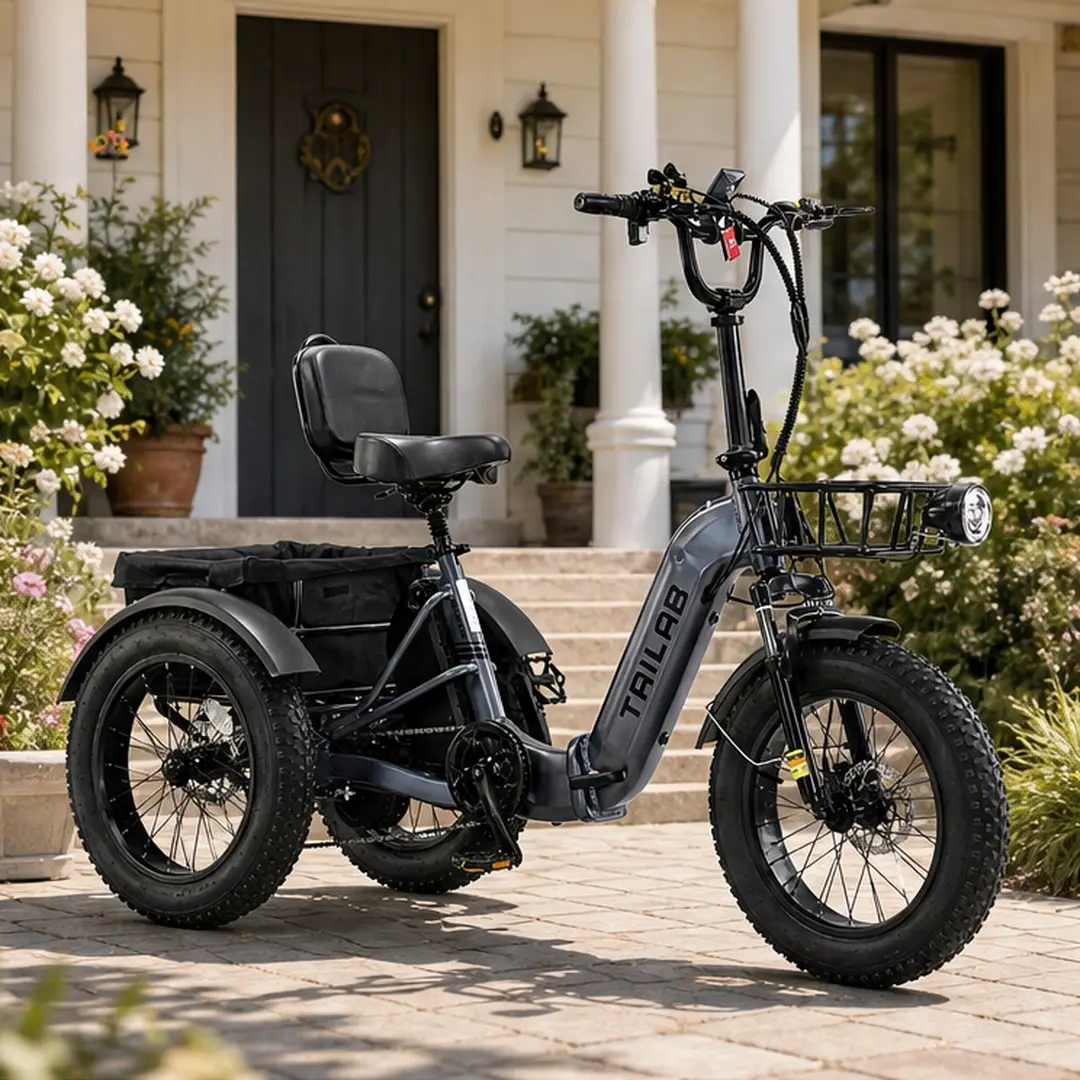 Unisex Sturdy Folding Electric Tricycle for Adults, 500W 48V 15.6Ah ARCH E-Bike, 20x4.0 Fat Tire Step-Thru Aluminum Alloy Frame, Reverse, 100 lbs Rear Cargo Bucket, 29.53w x72.83d x49.61h Inches, Display, Shopping Use, Multiple Colors, 48.0W & Above, 40 L