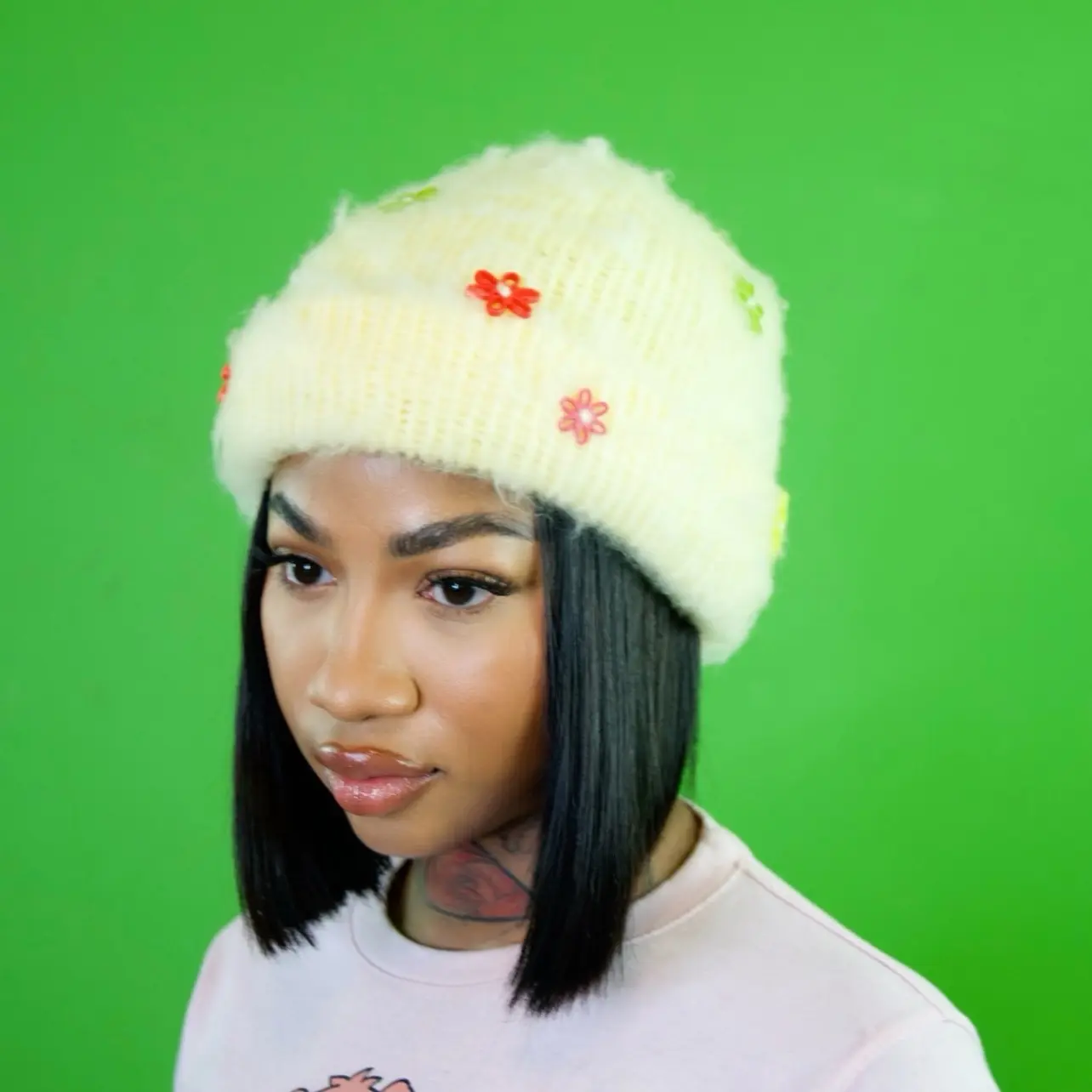 Daisy Mohair Beanie